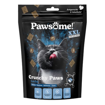 150g Pawsome Crunchy Paws zalm kattensnacks