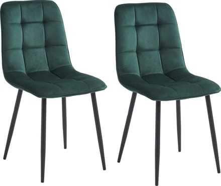 Colenis - Ela Eetkamerstoel - Set Van 2 - Groen - Velvet - Design