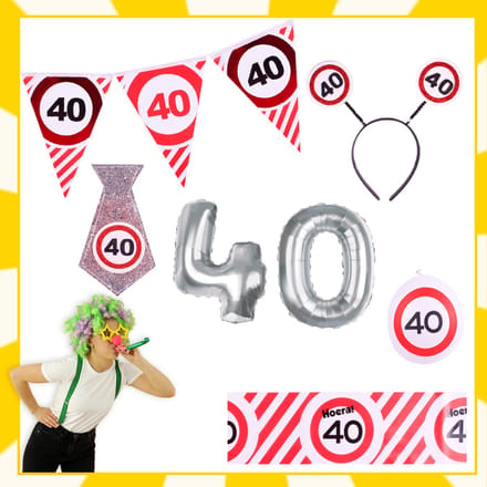 Feestpakket | 40e verjaardag | Verkeersbord | 12-delig
