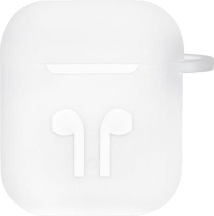 Case cover - Apple Airpods - wit siliconen - met musketon haakje