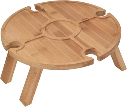 Opklapbare Picknicktafel voor Buiten met Wijnglashouder en Snacklade camping table