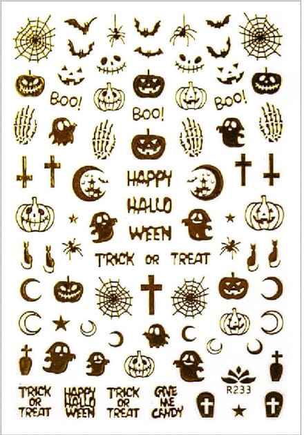 GNB-LAB R233 - Nagelstickers - Halloween - Goud - Zelfklevend