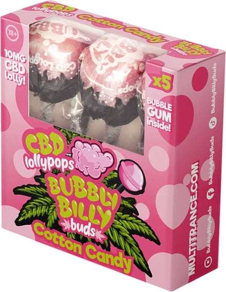 3 x Bubbly Billy Buds CBD Lollies Cotton Candy (box of 5 lollies)
