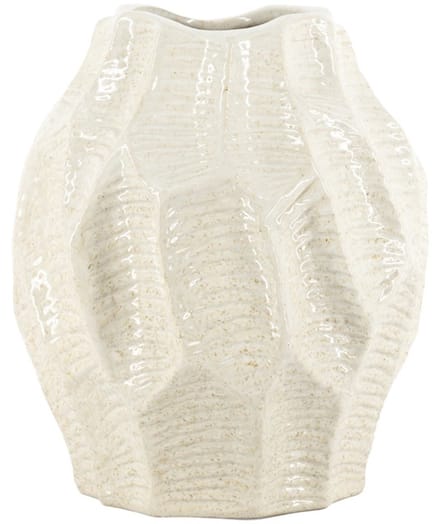 Aardewerk vaas leaves beige