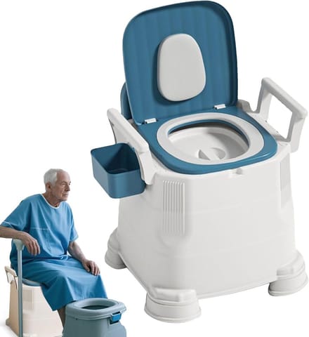 Draagbare Toiletstoel - Commode Stoel - Buiten Activiteiten - Geur Afsluiting - 46 x 42 x 52 cm - Wit