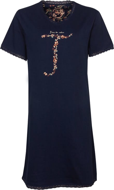 Tenderness Dames Nachthemd - Time to relax Tekst - Donker Blauw - Maat S
