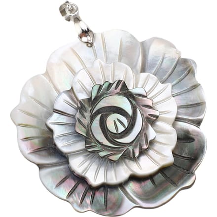 Abalone Schelp Hanger Schelp Sieraden Ketting Decoratie Accessoires 3 Laags Bloem Zilver Zwart gray
