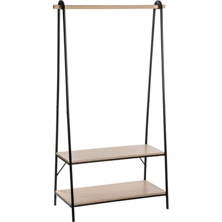 Open kledingrek met legplanken Five® - Hout & zwart - Sorteervakken