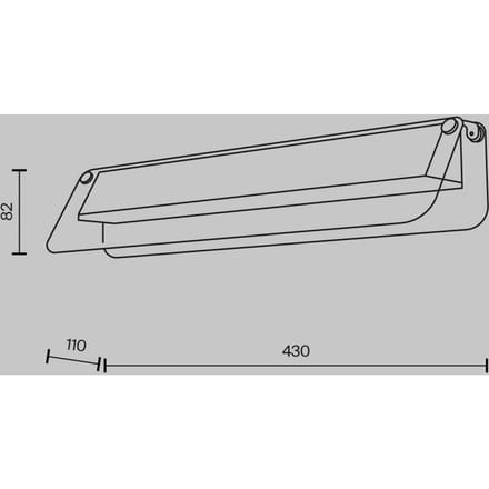 Maytoni LED wandlamp FLAT, grijs/messing, breedte 43 cm, glas/metaal