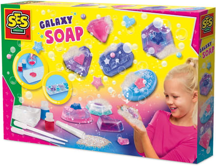 SES Creative - Galaxy - Zeep Maken - Knutselen Meisjes - met Mica Glitters - Vanaf 7 Jaar
