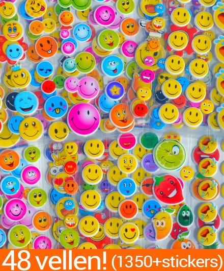 Smiley Stickers 48 Vellen Beloningsstickers voor Kinderen | 1350+ 3D Foam KMST007