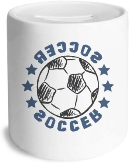 Voetbal Spaarpot - Munt Pot - Geld Besparen - Verwijderbare Bodem - 9 cm Hoog - Meerkleurig