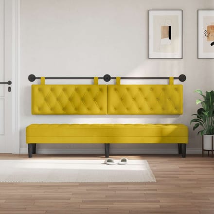 vidaXL - Hangend - hoofdbord - Geel - Fluweel