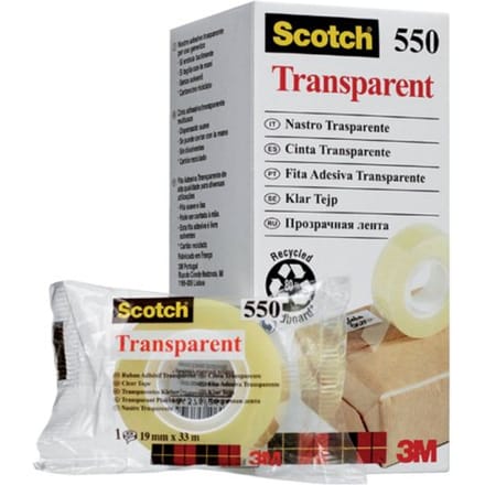 Scotch Transparante Tape, Individueel Flowpack + Toren, 19 mm x 33 m, 1 rol