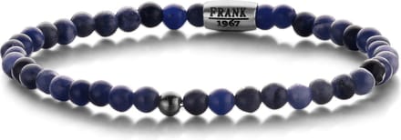 Frank 1967 Courageous Beads 7FB 0317 Natuurstenen Armband met Staal Element - Sodaliet 4 mm - Lengte 20 cm - Blauw