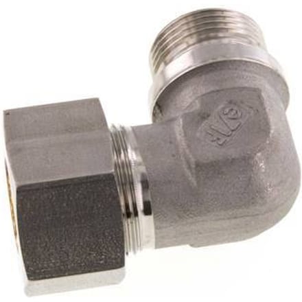 G 1'' Buitendraad x 25S RVS L-Knelfitting 90 graden 400 Bar DIN 2353 - FL2E-MO-ST-100G-25-S