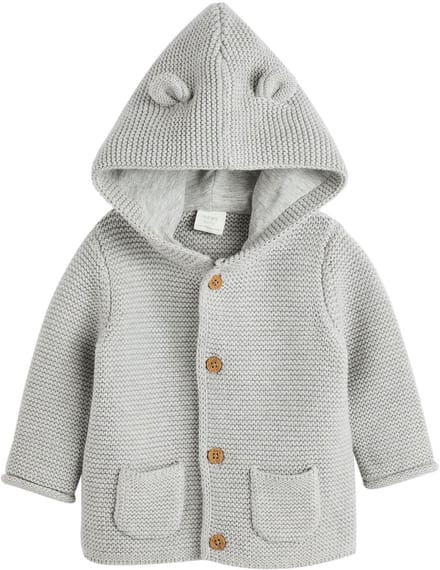 Next - Pasgeboren unisex - Gebreid babyvestje met capuchon - Grijs