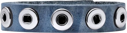 Quiges Dames Leren Armband voor 12mm Drukknopen/Chunks Blauw - EBK032