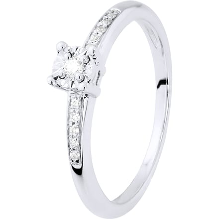 Diamond Solitaire ondersteund 0070 Cts Illusion 1 Ct White Gold set met vier klauwen