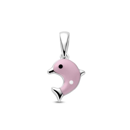 Zilveren gerhodineerde hanger dolfijn roze 17 mm 1342058
