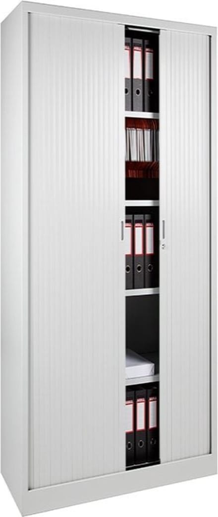 Archiefkast – Roldeurkast – Dossierkast – Wit – Met slot - 195x120x47 cm