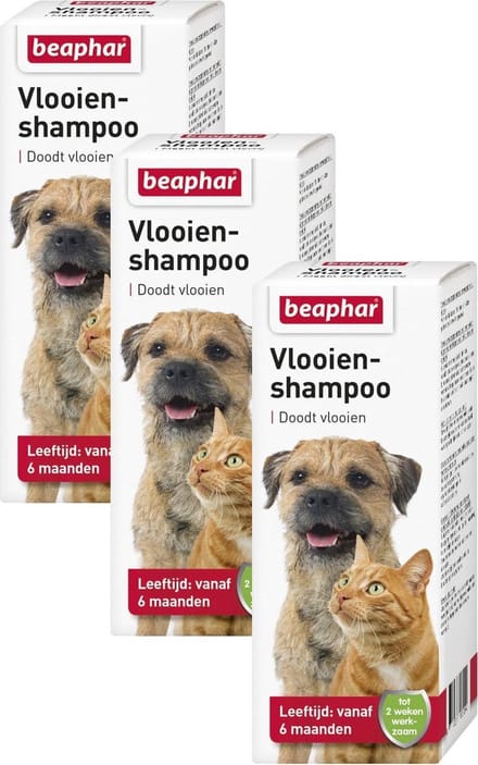 Beaphar Vlooienshampoo Hond/Kat - Anti vlooienmiddel - 3 x 100 ml