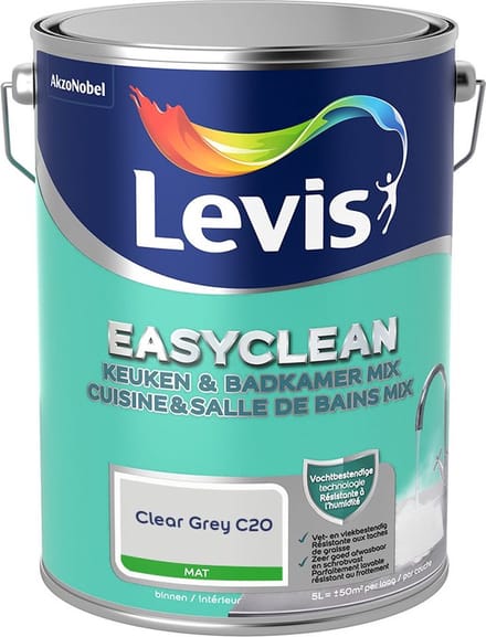 Levis - Easyclean Keuken & Badkamer Mix - Clear Grey C20 - Mengverf - 5 L