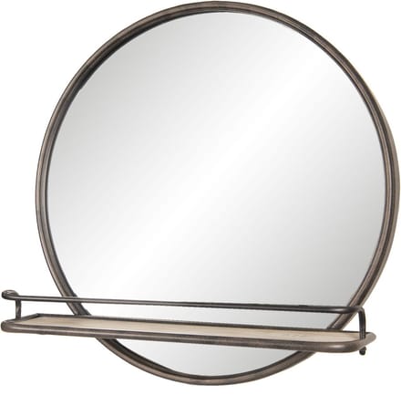 Clayre & Eef Spiegel 60x60 cm Bruin Hout Metaal Rond Grote Spiegel