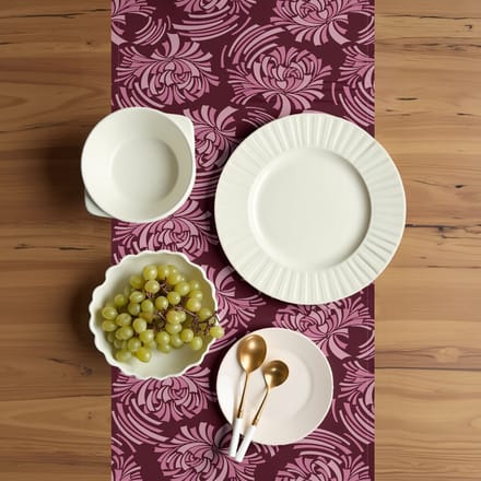 ABAKUHAUS Bloemen-tafelloper – RetroFlora 40×180 cm – Magenta