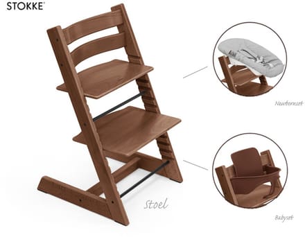 Stokke Tripp Trapp Kinderstoel - Warm Brown | Bundel met babyset en newbornset