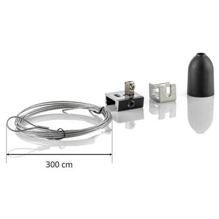 GLOBAL Ophangset 3-fasen railsysteem Noa, 300cm zwart