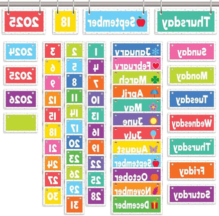 Flip Kalender - Datum Display - Klas Leren - Eeuwigdurende Set - 54 Stuks - Kleurrijk
