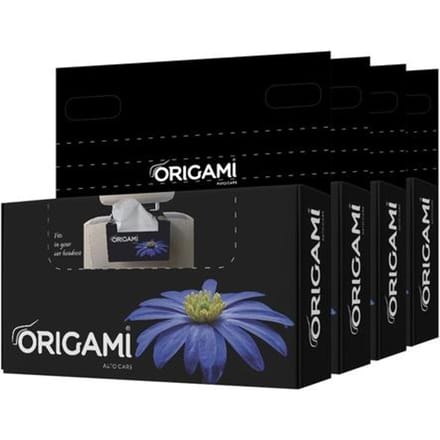 Origami 2-laags auto tissuebox | Gezichtstissues - Pak van 4 (100 Trekken Per Doos, 400 Vellen) black