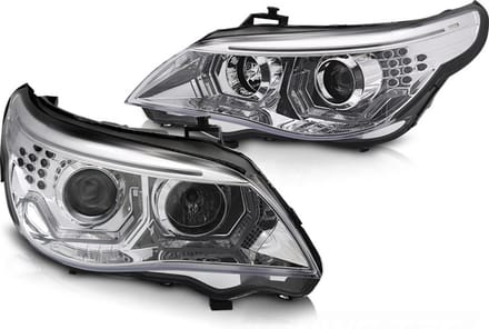 Koplampen - BMW E60 E61 2003-2007 - 3D LED angel eyes - chroom