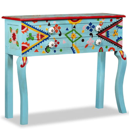 vidaXL - Wandtafel - handgeschilderd - massief - mangohout - blauw