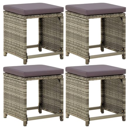 vidaXL - Tuinkrukken - 4 - st - met - kussens - poly - rattan - grijs