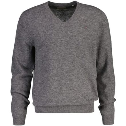 Gant Trui Extrafine Lambswool V-Neck Dark Grey Melange / male