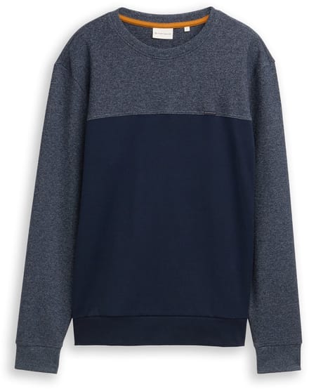Tom Tailor - Crewneck sweatshirt met structuurmix - Maat S - sky captain blue