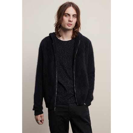 John Varvatos Regular Fit Ls Brushed Cashmere Zip Front Hoodie J Black Größe: XL | Kaputzenpullis Outlet | Herren | Schwarz