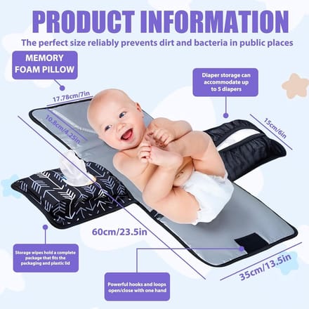 Opvouwbare en Waterdichte Aankleedmat met Opbergvakken voor Baby's