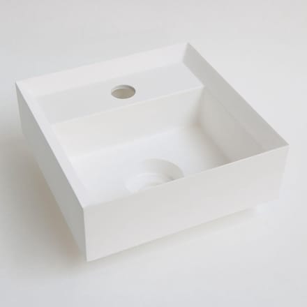 INK Vice fontein polystone vierkant met kraangat inclusief plug 9x27x27cm Mat wit