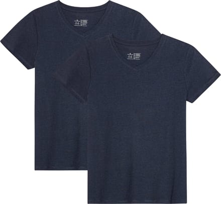 DANISH ENDURANCE T-Shirt - V-Hals - Dames - Donker Marineblauw - 2-pack - Maat S