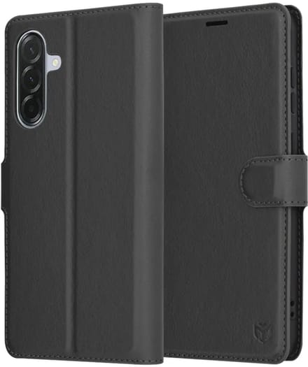 Hoesje geschikt voor Samsung Galaxy A56 - Techsuit Leather Folio Book Wallet Case - Zwart