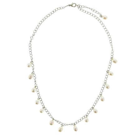 Behave - Ketting - Dames - Echte Zoetwaterparels - Wit - Zilverkleurig - 52.50 cm