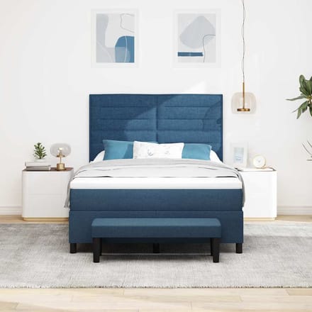 vidaXL - Boxspring - bed - met - hoofdeinde - Blauw - 140 - x - 190 - cm - Stof