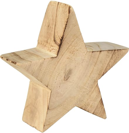 Rustieke decoratieve ster van paulowniahout - natuurlijk design, Ø 15