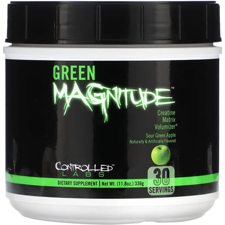 Controlled Labs, Green Magnitude, Creatine Matrix Volumizer, Zure Groene Appel Smaak, 11.8 oz (336 gr)