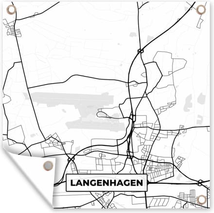 Tuindoek Stadskaart - Kaart - Langenhagen - Plattegrond - 100x100 cm