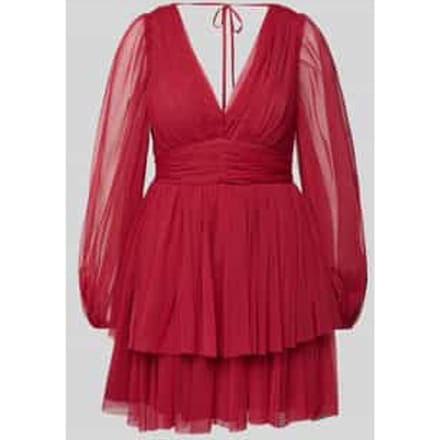 Cocktailjurk met gelaagde look en V-hals