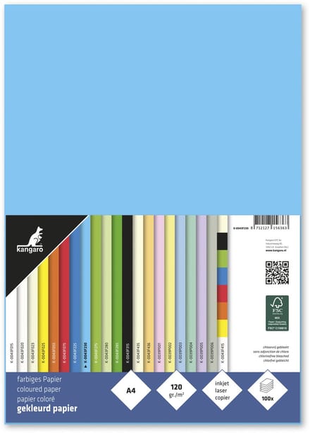 Kangaro papier - A4 - 120 grams - pak 100 vel - azuurblauw